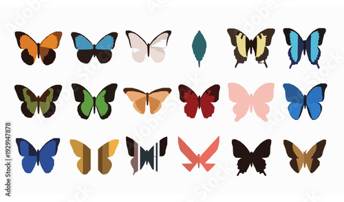 Exotic Butterfly Rare Species Flat Icon Pack with Vibrant Wing Designs
