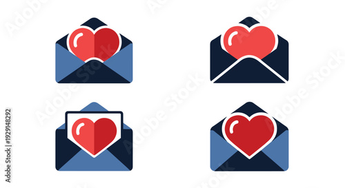 Heart envelope soft tone vector illustration