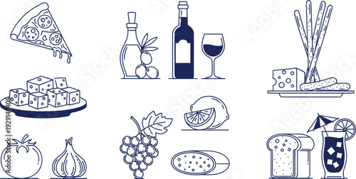 Food and wine illustrations