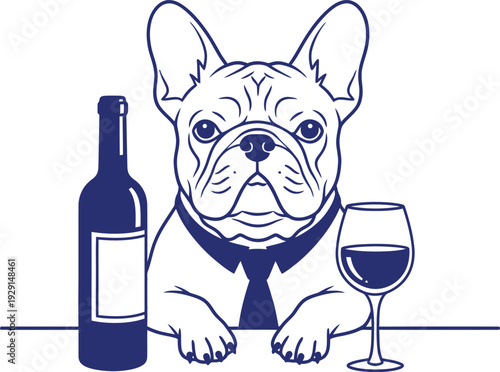 French bulldog enjoying wine