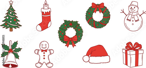 Christmas icons and symbols illustration