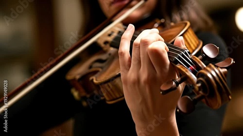 A close-up of a musician playing a violin with passion.