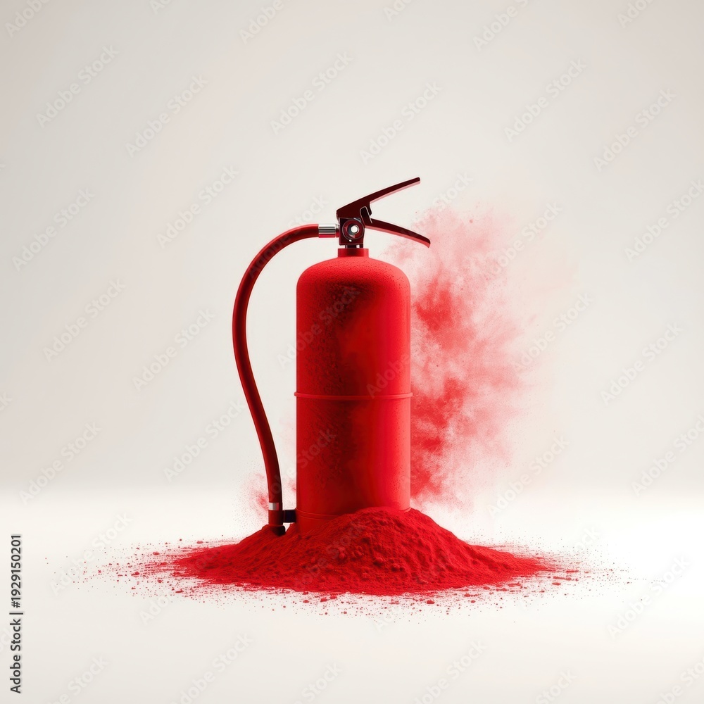 Obraz premium A red fire extinguisher with a black hose
