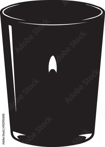 Simple candle in glass holder, light source, vector illustration for ambiance