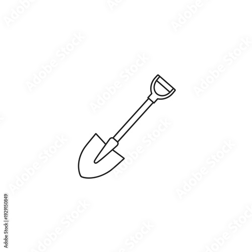 Gardening shovel outline, simple tool for digging and soil work