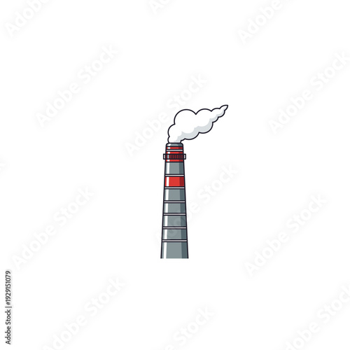 Industrial Smokestack Emitting White Smoke, Modern Design