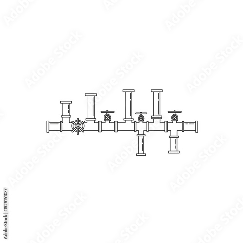 Plumbing System Diagram with Valves and Pipes