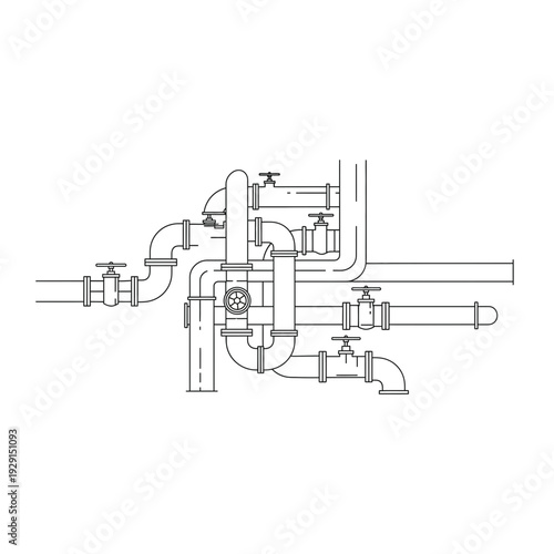 Complex Industrial Piping and Valve Network Schematic