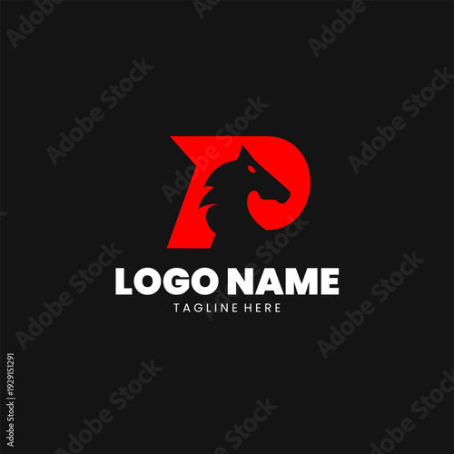 letter P horse logo design vector