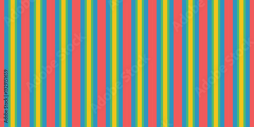 Vibrant vertical stripes in red, yellow, and teal create a cheerful, playful pattern. Perfect for backgrounds, textiles, or website design, this image evokes feelings of joy and energy.