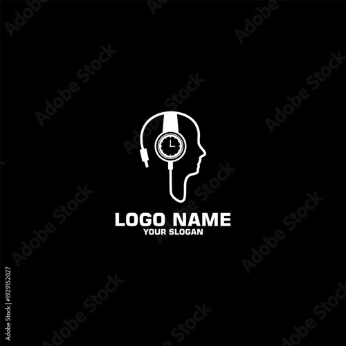 listening time logo design vector