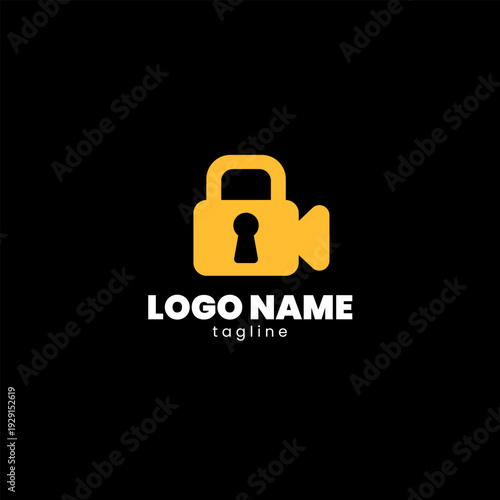 lock camera logo design vector
