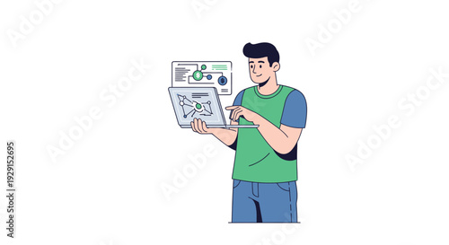 Man Reading Newspaper with Curious Expression.