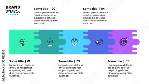 Infographic template. Line with 5 parts and icons