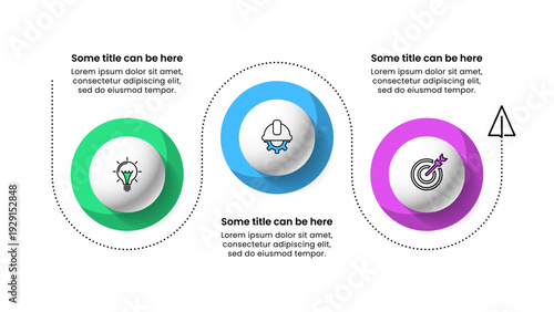 Infographic template. 3 balls with line and icons