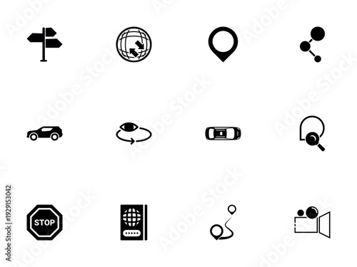 Collection of GPS Location and Travel Navigation Icons