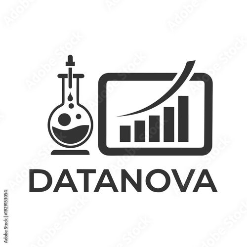 Black and white with laboratory flask and bar chart on screen science