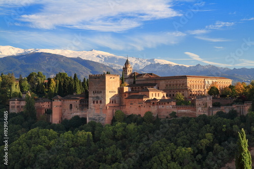 Alhambra Palace and Fortress Overlooking Granada, Spain