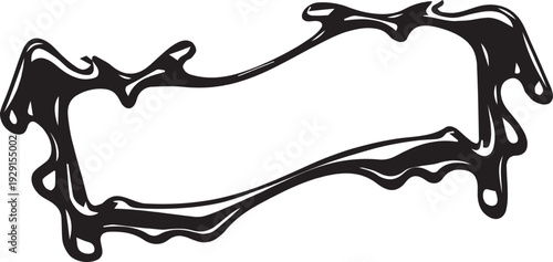 An edgy black dripping liquid frame with an asymmetrical and dynamic blob outline creates a unique border.