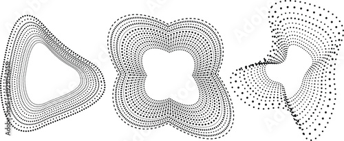 Abstract halftone wave swirls seamless pattern vector illustration black white scalable art design