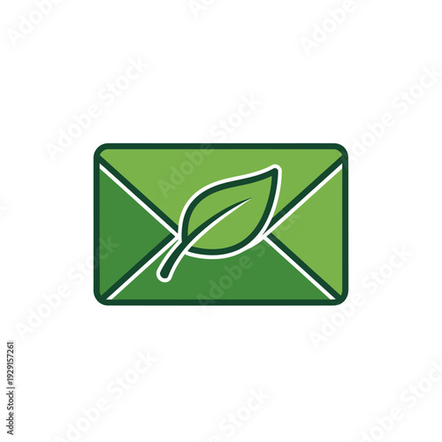 Green envelope with a leaf icon on white background
