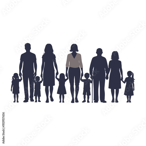 Diverse family group standing together in unity and love