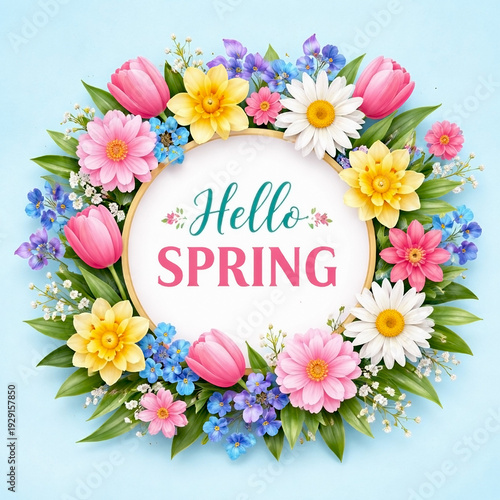 hello spring card happy birthday card with flowers