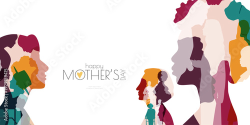 Happy Mother's Day banner. Modern colourful design.