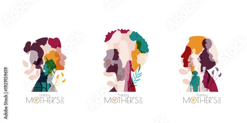 Happy Mother's Day logo set. Modern colourful design.
