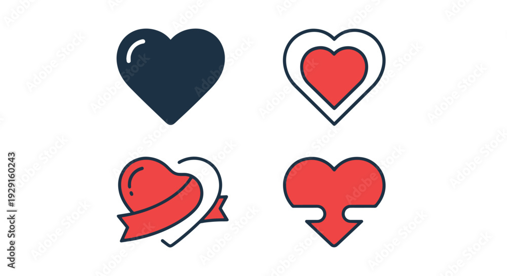 Obraz premium Heart with shadow minimal color concept vector