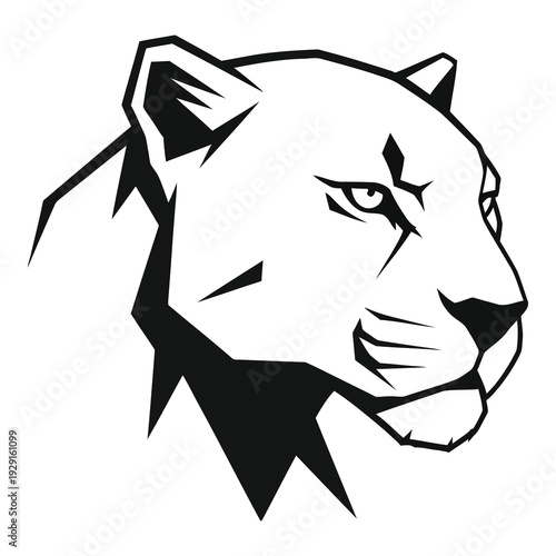 Stunning lioness head in bold graphic art style