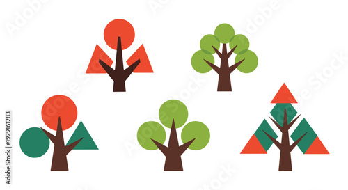Geometric tree Line modern soft tone illustration