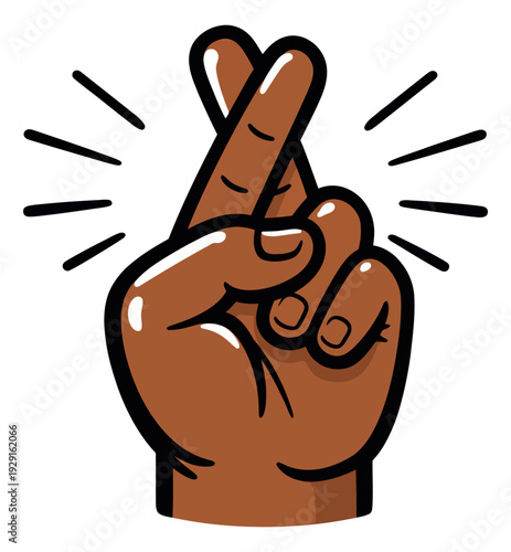 Cartoon illustration of a hand depicting fingers crossed for good luck