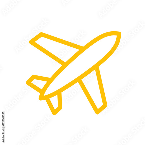 Yellow Airplane Line Icon Vector