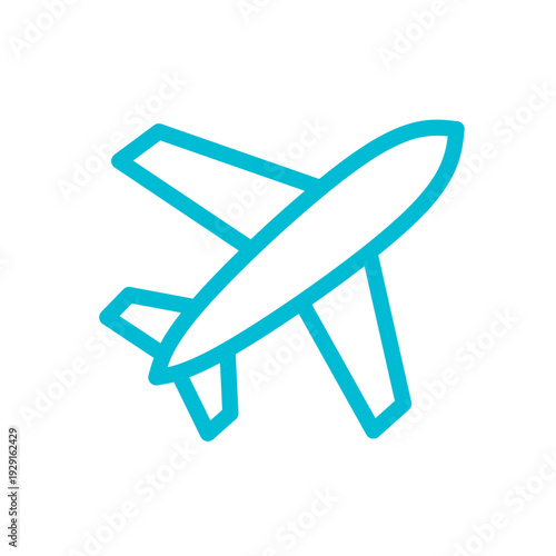 Blue Plane Outline Vector Icon
