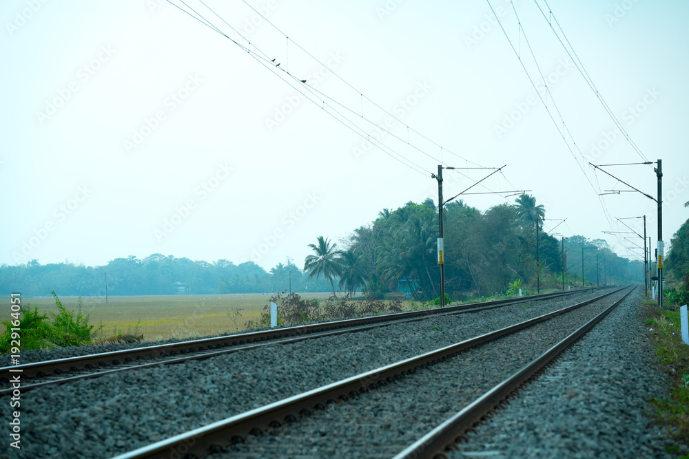 Fototapeta premium railway in the agricultural side
