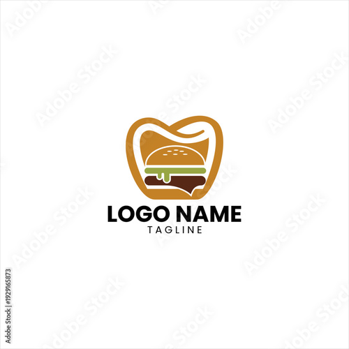tooth burger logo design vector