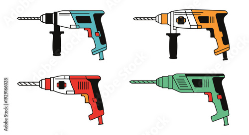 Hammer Drill Line colorful design concept illustration