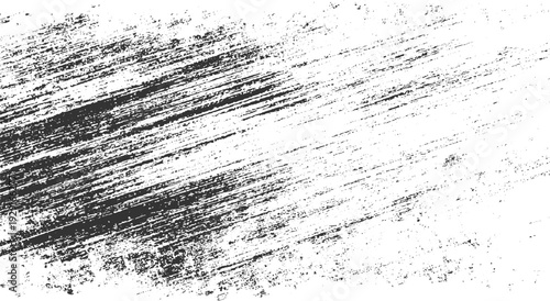 Black diagonal brush strokes and speckles on white background texture abstract