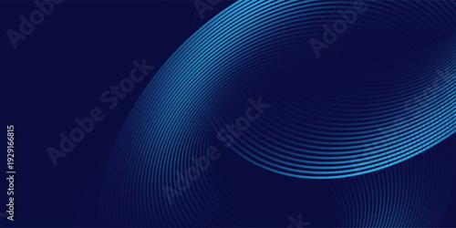Abstract blue background with glowing curved lines. Shiny blue swirl curve lines design. Spiral lines. Geometric oval pattern. Futuristic technology concept