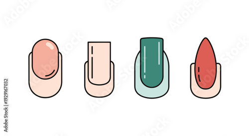 Nails Line art modern bold color illustration
