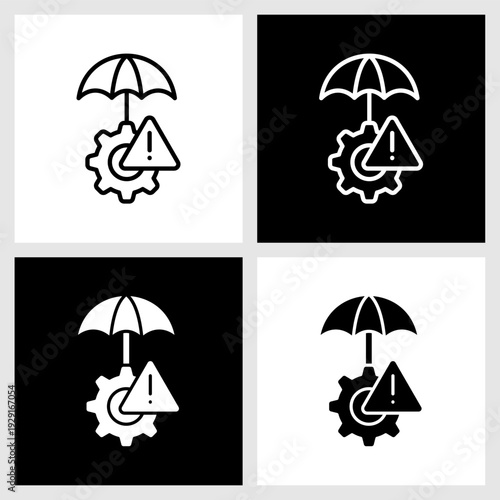 Risk Mitigation Icon with Black and White Background