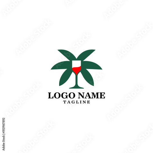 winery palm logo design vector