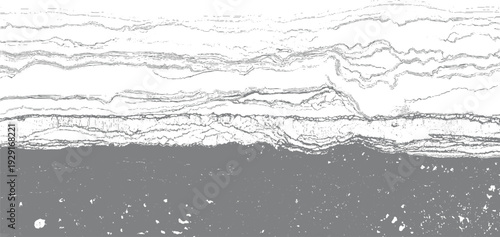 Abstract grey and white layered texture with rough organic lines and speckled bottom background