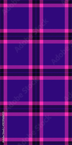 Linear tartan textile plaid, ethnicity pattern check seamless. 60s fabric vector texture background in violet and pink colors.