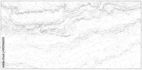 Detailed contour map illustrating complex geological strata and landforms with intricate line work and subtle shading