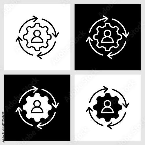 Automation Icon with Black and White Background
