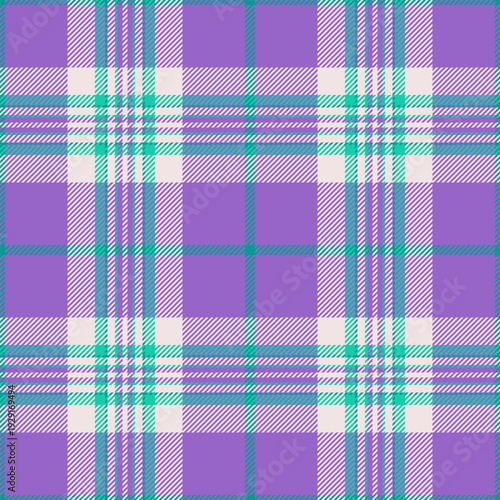 Japan seamless texture tartan, eps check textile background. Bedroom plaid fabric pattern vector in amethyst and white colors.