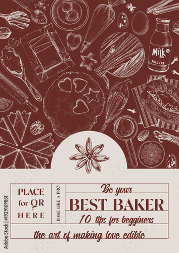 Baking background with tools and utensils