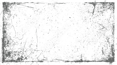Grungy distressed rectangular frame with scattered speckles and scratches grunge texture background